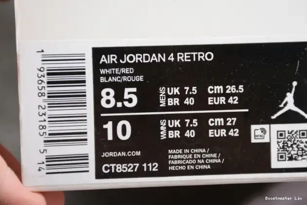 Bmlin shoes Red Jordan CT8527-112 Air 4 Metallic 0521